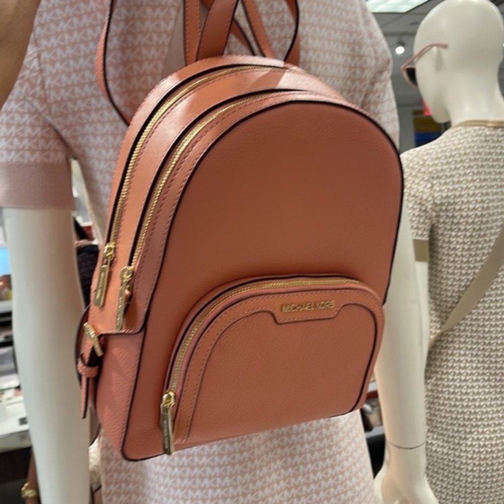 Michael Kors Jaycee Medium Zip PKT Backpack Sherbert Leather - Picture 4 of 13